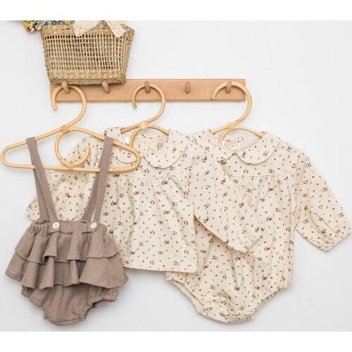 Fashion Baby Girl Clothes Spring Autumn Linen Foremost Girls Floral Blouse Shirt Romper Dress Newborn For Infant Clothing 0M