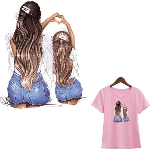 Praying Mom And Girl Patches For Backpack Sticker Washable Diy T-Shirt Clothing Stickers Stripe Patterns For Clothing