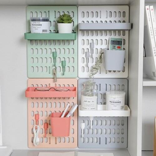 Room Decor Hole Board Wall Shelf Room Organization Storage Rack Hooks Desk Organizer Make Up Organizers Home Accessories