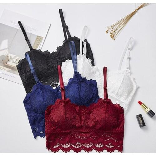 Newly Womens Fashion Lace Camisole Tops Underwear Corset With Replaceable Chest Pad Sleeveless Casual Strap Sling Tank Tops