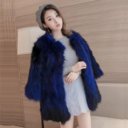 Autumn and Winter New Womens Fur Coat Imitation Raccoon Fur Faux Fox Fur Coat Jacket Thick Warm Casual Outwear Parka Coat