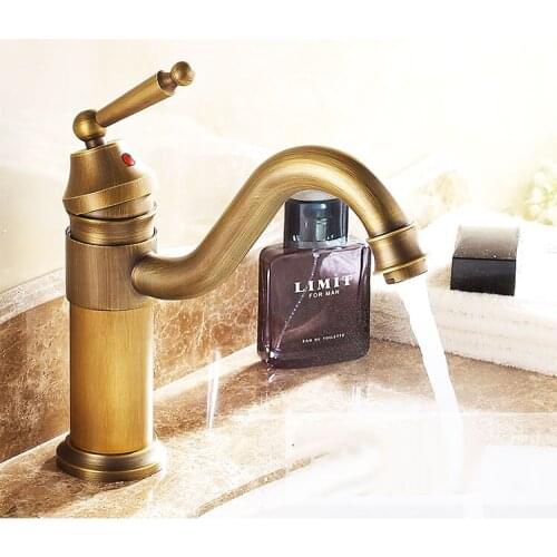 Antique Brass Gooseneck Single Handle Swivel Kitchen Bathroom Sink Basin Faucet Mixer Taps anf007