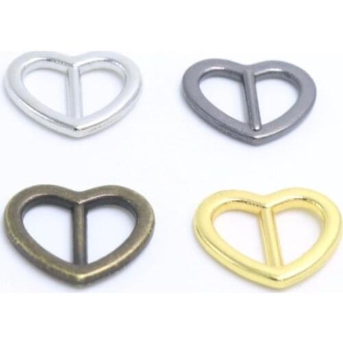 Wholesale 50pcs/lot 10mm silver/gold/gun black/bronze zinc alloy Buckle Heart For Ribbon Sliders