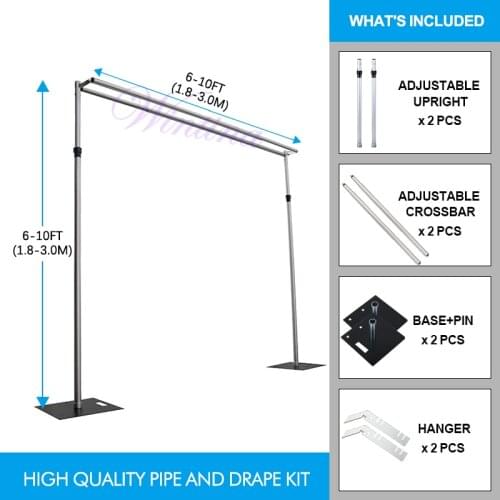 WINTINA Adjustable 6-10Ft Double Crossbar Backdrop Frame Kit for Wedding & Engagement Birthday Party&Christmas Decorations 2021