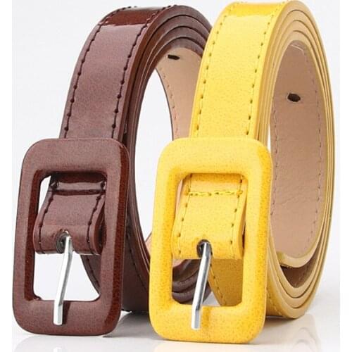 Patent Leather Small Belt Simple Korean Fashion Wild Decorative Dress Belt Female Thin Trouser Belt Belt Width Buckle Width