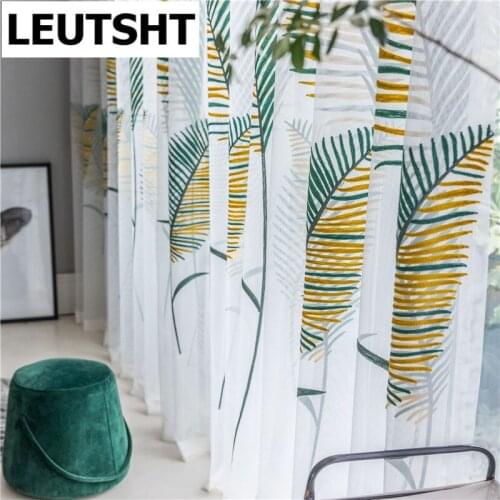 Blue European Embroidered Tulle Curtains For Living Room Kitchen 3d Bedroom Luxury velvet Cortinas