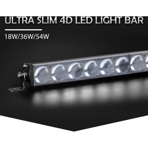 Racbox Ultra slim single row light bar 7inch 13inch 19inch 4D Lens White 6000K spot beam for 4x4 Off Road boat truck car styling