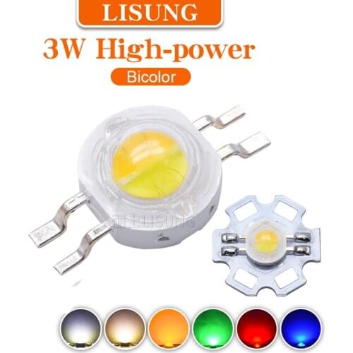 High Power 1W 3W Star Led Bicolor Chip Yellow White Red Warm White Blue Two-color Lamp Beads Diode Car Light Source Lighting