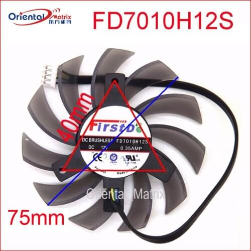 FD7010H12S DC 12V 0.35A 75mm 40x40x40mm VGA Fan For MSI R6790 Twin Frozr II N560GTX R6850 N460GTX Graphics Card Fan 4Pin