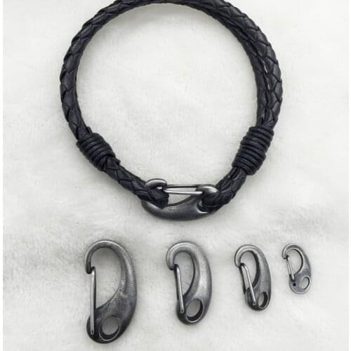 Vintage 316L Stainless Steel Lobster Clasps Hooks Connectors Charms For Leather Bracelet Jewelry Making Findings DIY