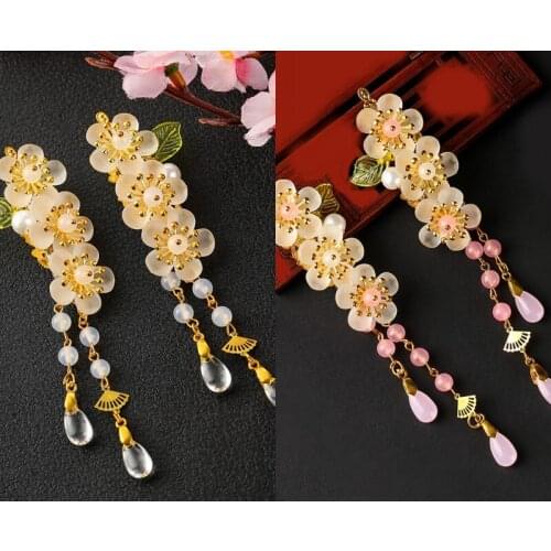 1 pair Cute Sakura flowers Hairpin Hair Clip for Kimono Hanfu Cosplay Costume Decor Accessories Collection for Women Girl