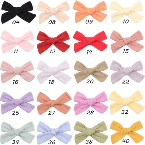 40 PCS, Handtied Fabric Bow Hairpins School Girls Handmade Bow Hair Clips Newborn Barrettes Baby Hair Accessories