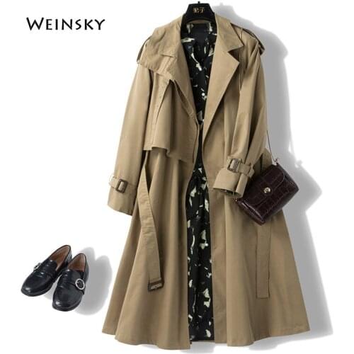Women Office Lady Style Solid Color Long Windbreaker And Outwear Fashion Sashes Office Coat Design Trench