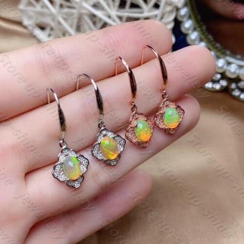 Natural Opal Earrings 925 Silver Womens Earrings Simple, Cute and Fashionable All-match