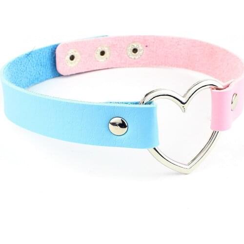 Sexy Woman Accessories European American Harajuku Punk PU Leather Heart Love Heart Jewelry Neckband Necklace Choker Women Gifts
