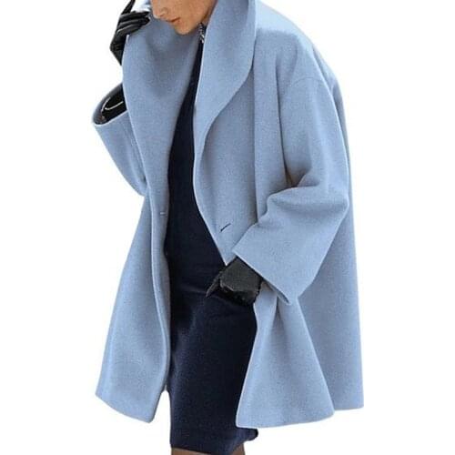 Winter Coat Women 2020 Fashion Shawl Collar Open Stitch Loose Coat Female Casual Solid Pocket Womens Jacket Office Lady