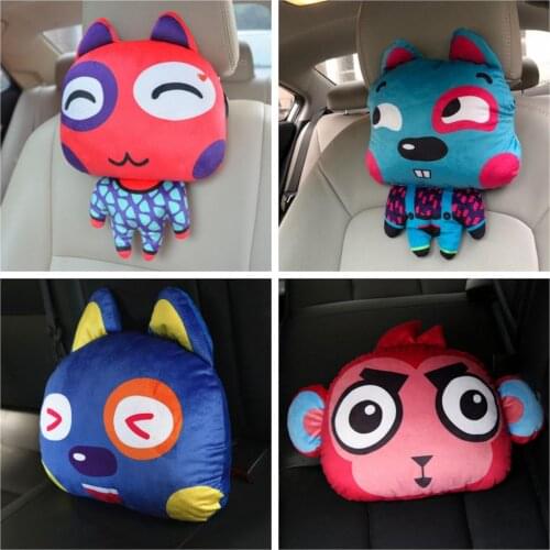 1pc 35cm cartoon funny expression rabbit cat fox plush doll car vehicle neck pillow waist cushion stuffed toy birthday gift