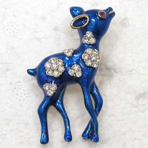 12pcs/lot Wholesale Fashion Brooch Crystal Rhinestone Enamel Sika Deer Pin brooches Jewelry gift C102131