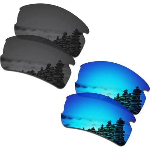 SmartVLT 2 Pairs Polarized Sunglasses Replacement Lenses for Oakley Flak 2.0 AF OO9271 Stealth Black and Ice Blue