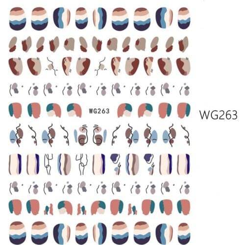 1 Sheet Colored abstract face-geometric lines 3D Back glue Nail decal Nail sticker Nail decoration Nail art Nail ornament