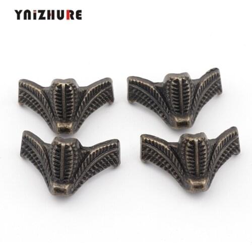 4PCS Antique Corner Protector Bronze Jewelry Chest Box Wooden Case Decorative Feet Leg Metal Corner Bracket Hardware