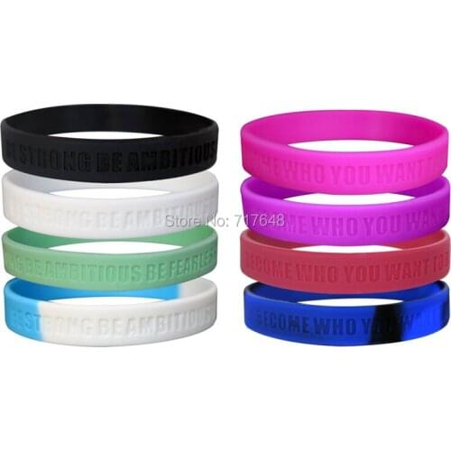 400PCS Be Strong Be Ambitious Be Fearless Motivational wristband silicone bracelets free shipping by FEDEX