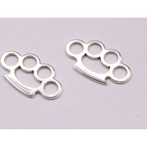 5 pcs Charms AI punch Knuckle Dusters 34x19mm Antique Silver Plated Pendants Making DIY Handmade Tibetan Silver Finding Jewelry