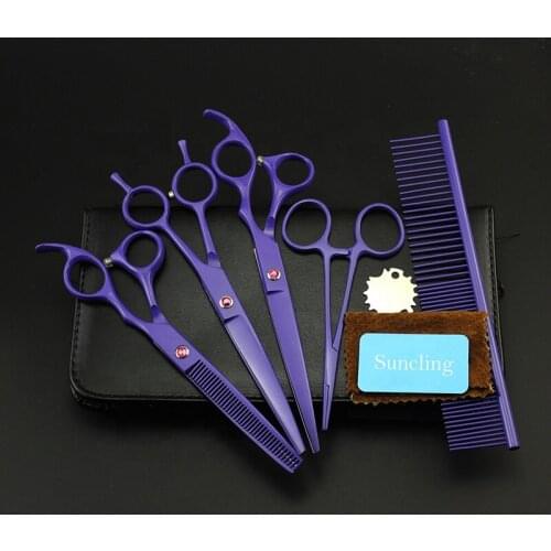 7 Inch Violet Japanese Stainless Steel Dog Hair Grooming Barber Scissors Set