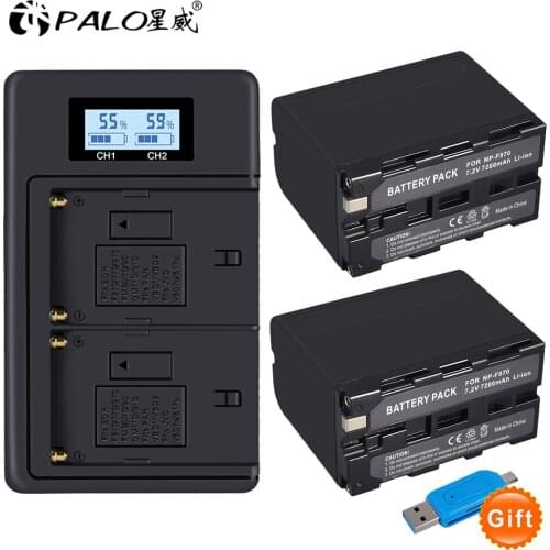 2pcs 7200mAh NP-F970 NP NP-F960 F960 F970 Battery with LCD Camera battery Charger for Sony F960 F550 F570 F750 F770 MC1500C 190P