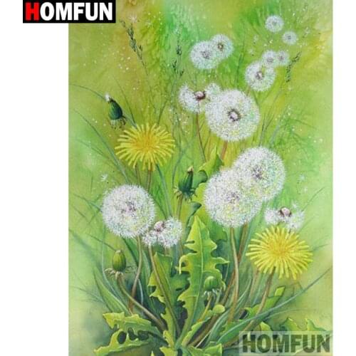 HOMFUN Full Square/Round Drill 5D DIY Diamond Painting "Dandelion landscape" Embroidery Cross Stitch 5D Home Decor Gift A18019