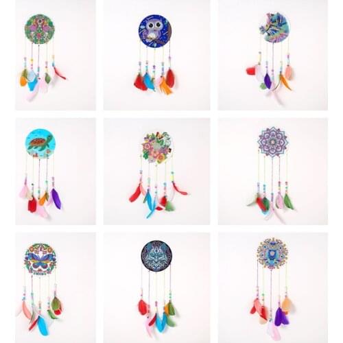 Diamond Painting Dream Catcher Wind Chimes Pendant DIY Diamond Mosaic Embroidery Animal Pattern Wind chime Ornaments Home Decor