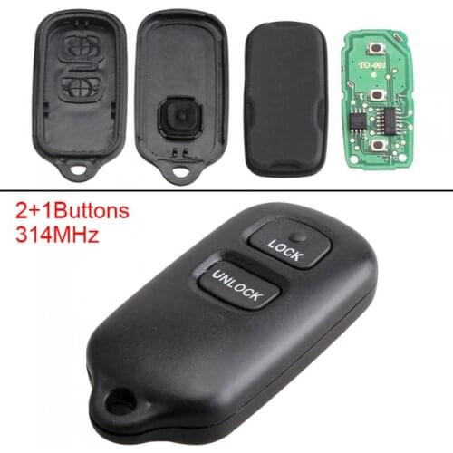314MHz Black Keyless Uncut Flip Car Remote Key Fob With Chip HYQ12BAN, HYQ12BBX and Battery for 2000-2008 Toyota