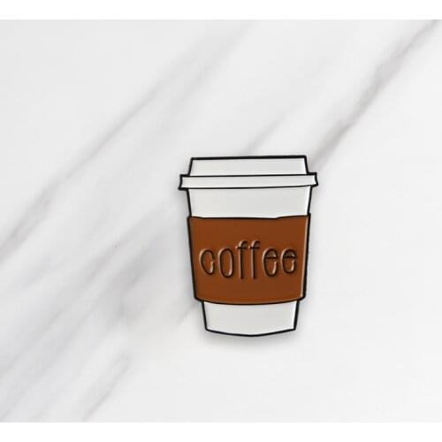 Simple coffee Soft Enamel Brooches Brown Coffee Cup Button Pins for clothes Badge Cartoon Fashion Jewelry Gift for friends