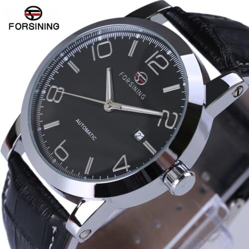 New Luxury Fashion Leather Men High Hardness Glass Black Mechanical Watches Complete Calendar Watch Brand Men Watches 2018
