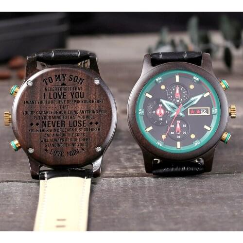 Mom To My Son-Engraved Watch I'M Always Here For You Luxury Watches Birthday Holiday Anniversary Gifts Wristwatches