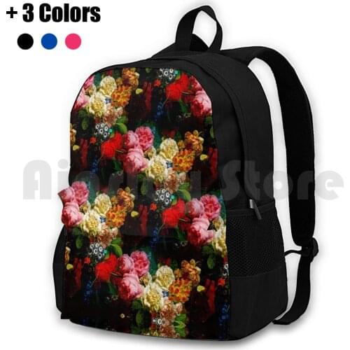 Baroque Flower Garlands Outdoor Hiking Backpack Riding Climbing Sports Bag Florals Floral Flowers Flower Red Pink Pretty Purple