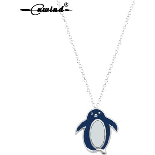 Cxwind Cute Cutout Penguin Enamel Pendant Necklace for Women Bird Animal Lover Long Chain Necklaces BFF For Girl Gift bijoux