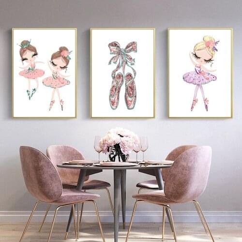 Cute Cartoon Ballet Girl Decorative Painting Childrens Room Dance Room Hanging Painting Cuadros Decoracion Dormitorio Nursery