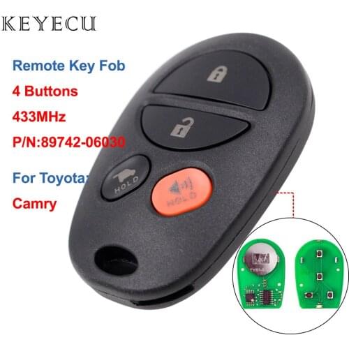 Keyecu 4 Buttons Remote Car Key Fob 433MHz for Toyota Camry ACV40 and GSV40 2006-2011 Altise Ateva Grande GLX SE P/N:89742-06030