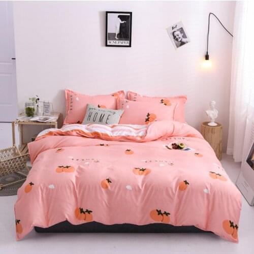 UPzo-Fruit Series Polyester Bedding Set Ding Single Bed Sheet Set King Size 2 People Bedding and Covers Family Sets Home Textile