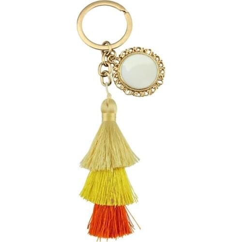 Monogram Tassel Keychain Enamel Blank 2017 Fashion Women Bag Accessories Charm Jewelry Key Rings