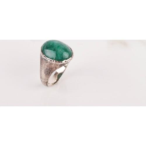 UM US JEWELRY Emerald Cubic Zirconia 925 Sterling Silver Men Ring