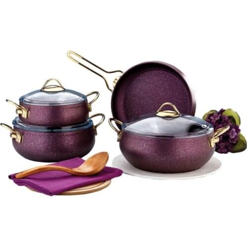Alya S7005 7 Piece Granite Purple Casserole Set