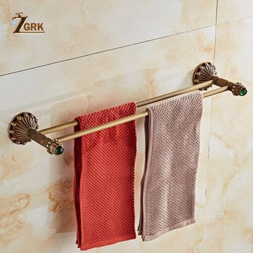 ZGRK New 1 Set Wall Mounted 61cm Mounted Space Double Towel Bars Antiquities Towel Holder Rack Bathroom Accessories 9009