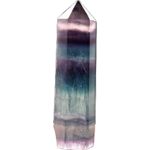 Natural Fluorite Crystal Colorful Striped Fluorite 4-5CM Quartz Crystal Stone Point Healing Hexagonal Wand Treatment Stone