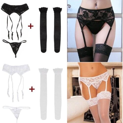 Summer 2019 New Fashion Sexy Women Lace Babydoll Belt Stockings Underwear Nightwear Thin Solid Garter HOT