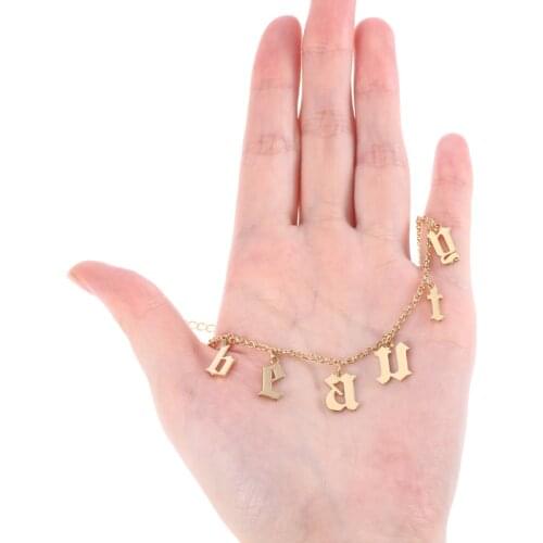 DODOAI Old English Name Numbers Letter Necklace Choker Gold Personalized Name Necklaces Pendants Romantic Gift Not Fade