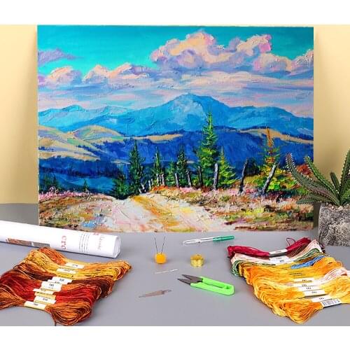 Landscape Memories Of Summer Printed 11CT Cross Stitch Set DIY Embroidery DMC Threads Needlework Handmade Craft Adults