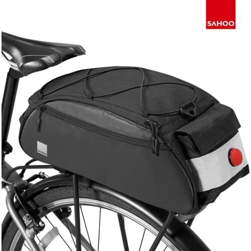 Sahoo Bicycle Luggage Carrier Bag 10L MTB Trunk Rear Rack Pannier Cycling Storage Pouch LED Light Shoulder Hand Carry 142093