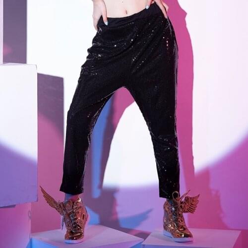 Kids Adult Street Big Croch Pants Fashion 2016 Hip Hop Sweatpants Jazz dance costume Personality sequins Stage harem pants